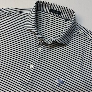 Turtleson Mens Golf Polo Shirt‎ Short Sleeve Striped Blue White Size L